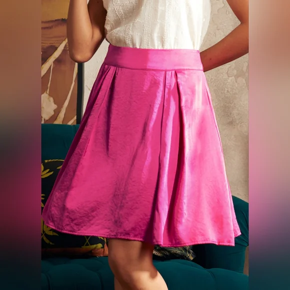 NWT ModCloth Everyday Enchantment Magenta Pleated Skirt Size L - Picture 5 of 9